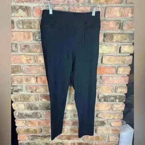 Betabrand Journey Yoga Dress Pants Women M Skinny Leg Black Zipper Pockets